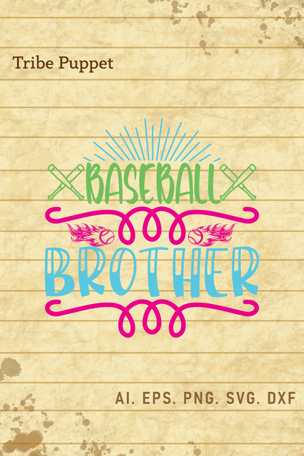 Baseball Typography pinterest preview image.