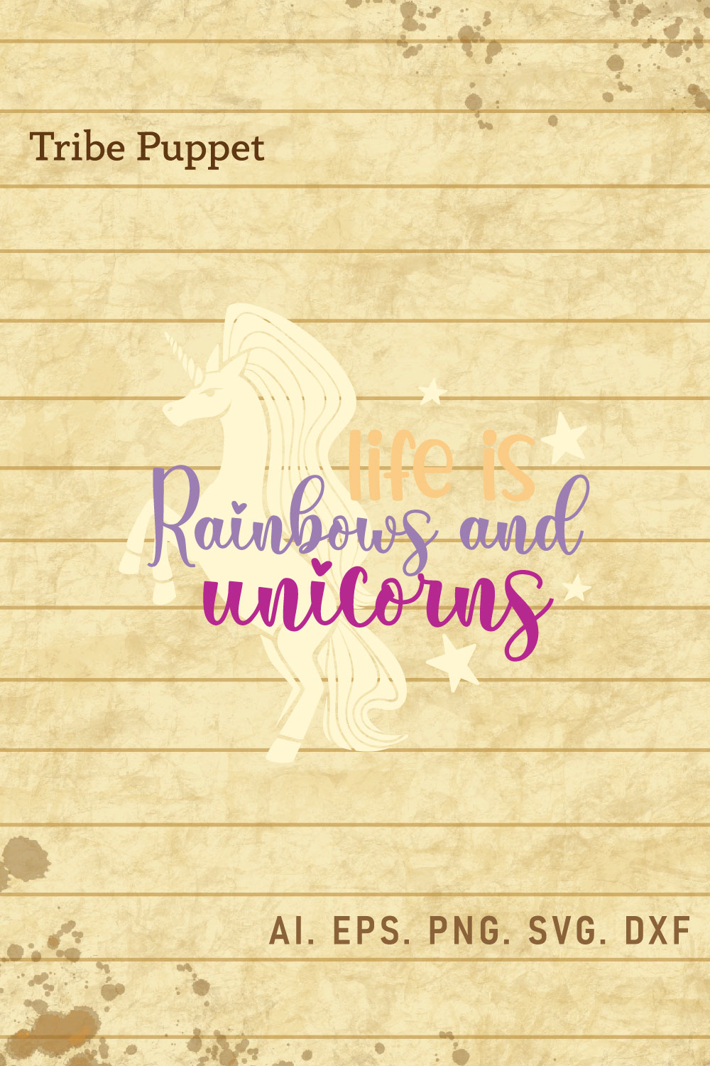 Unicorns Typography pinterest preview image.