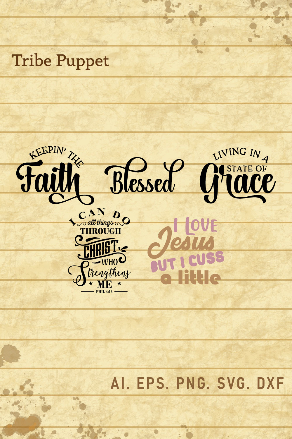 Christian Typography bundle pinterest preview image.