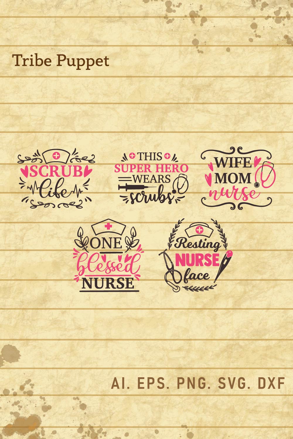 Nurse Typography pinterest preview image.