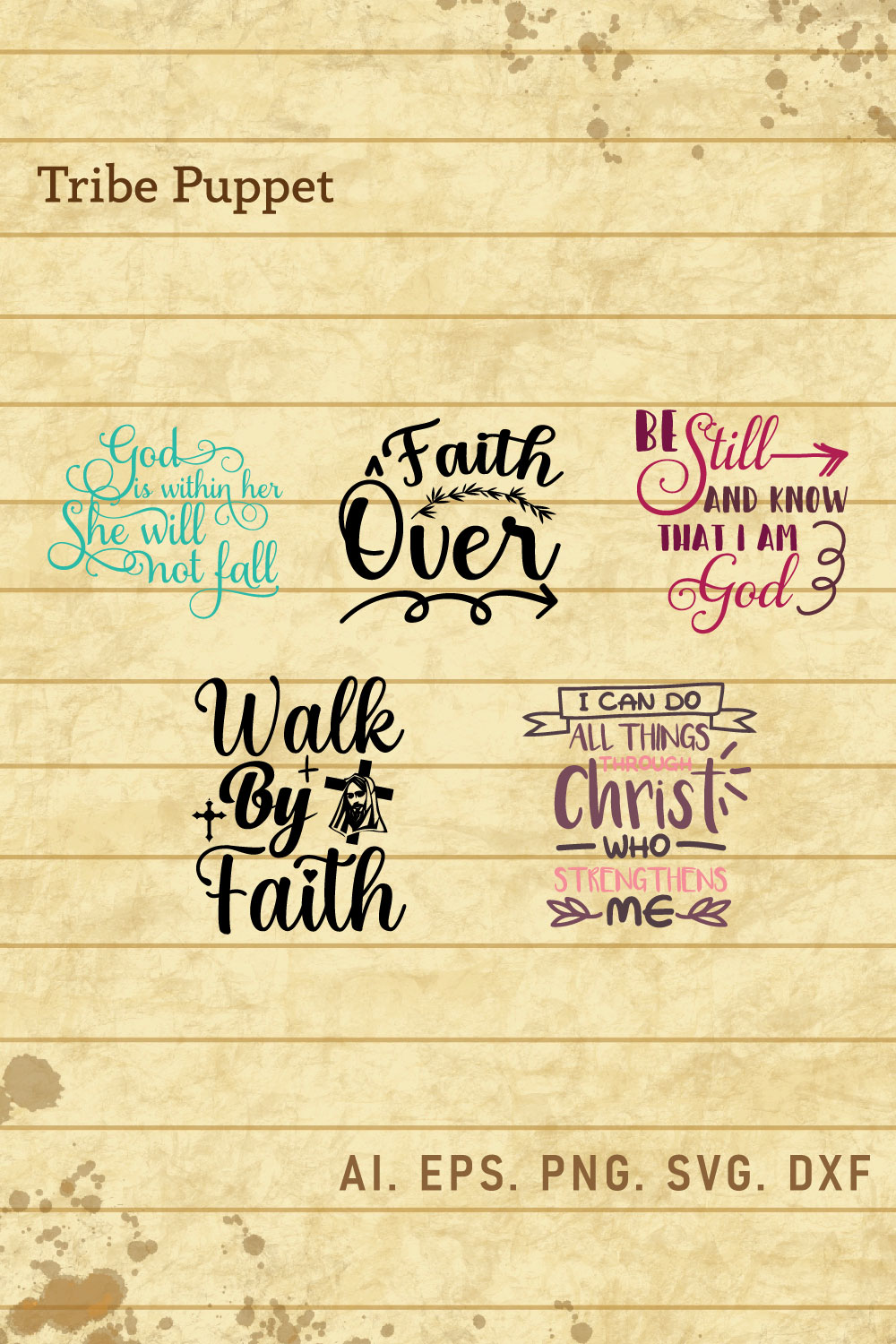 Christian Typography bundle pinterest preview image.