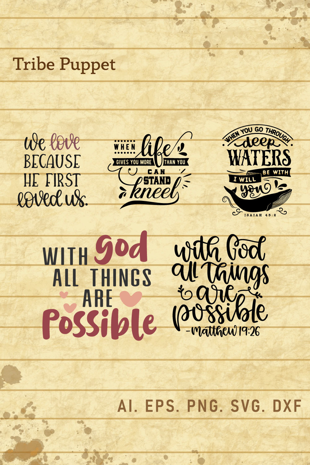 Christian Typography bundle pinterest preview image.