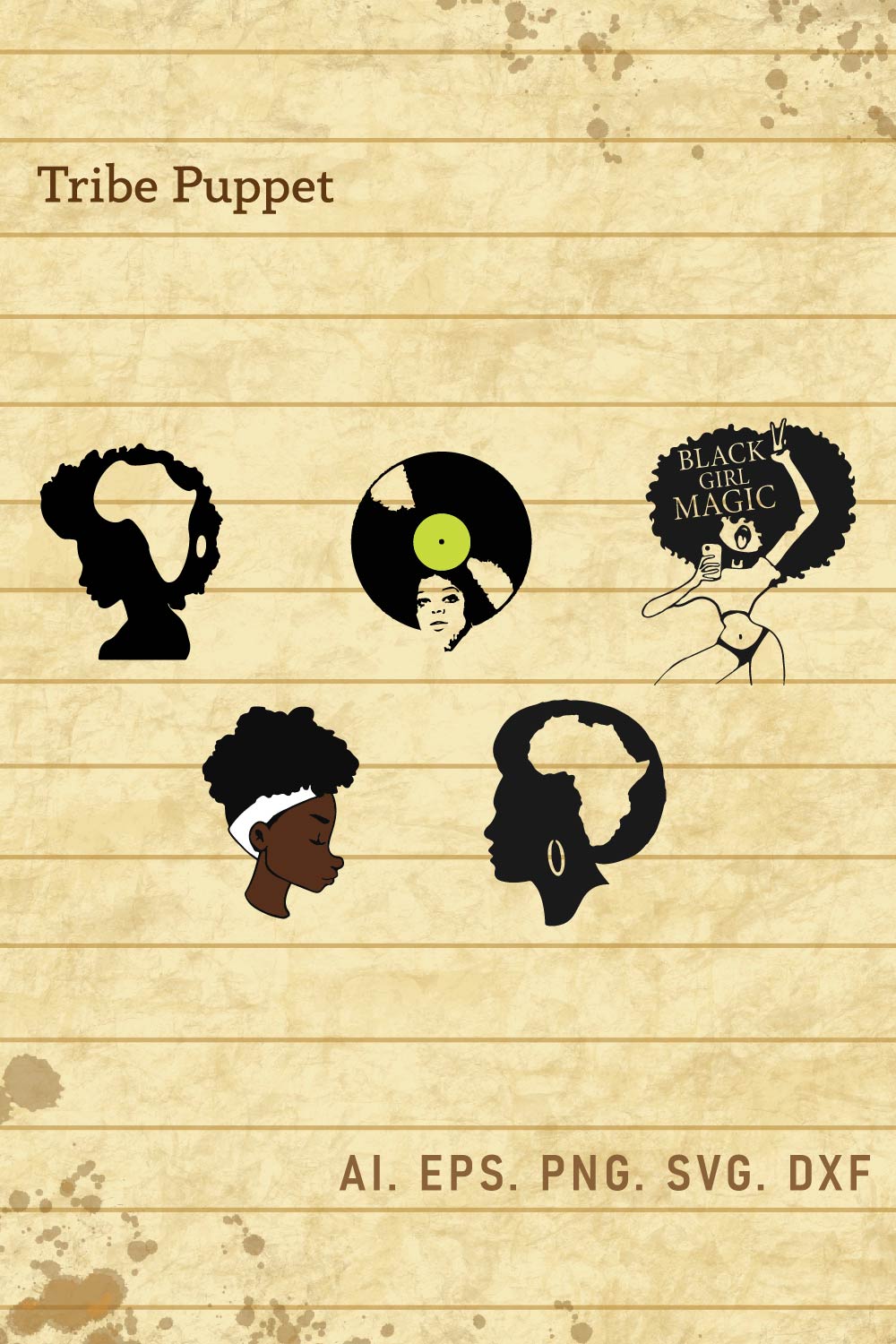 Afro Women vector pinterest preview image.