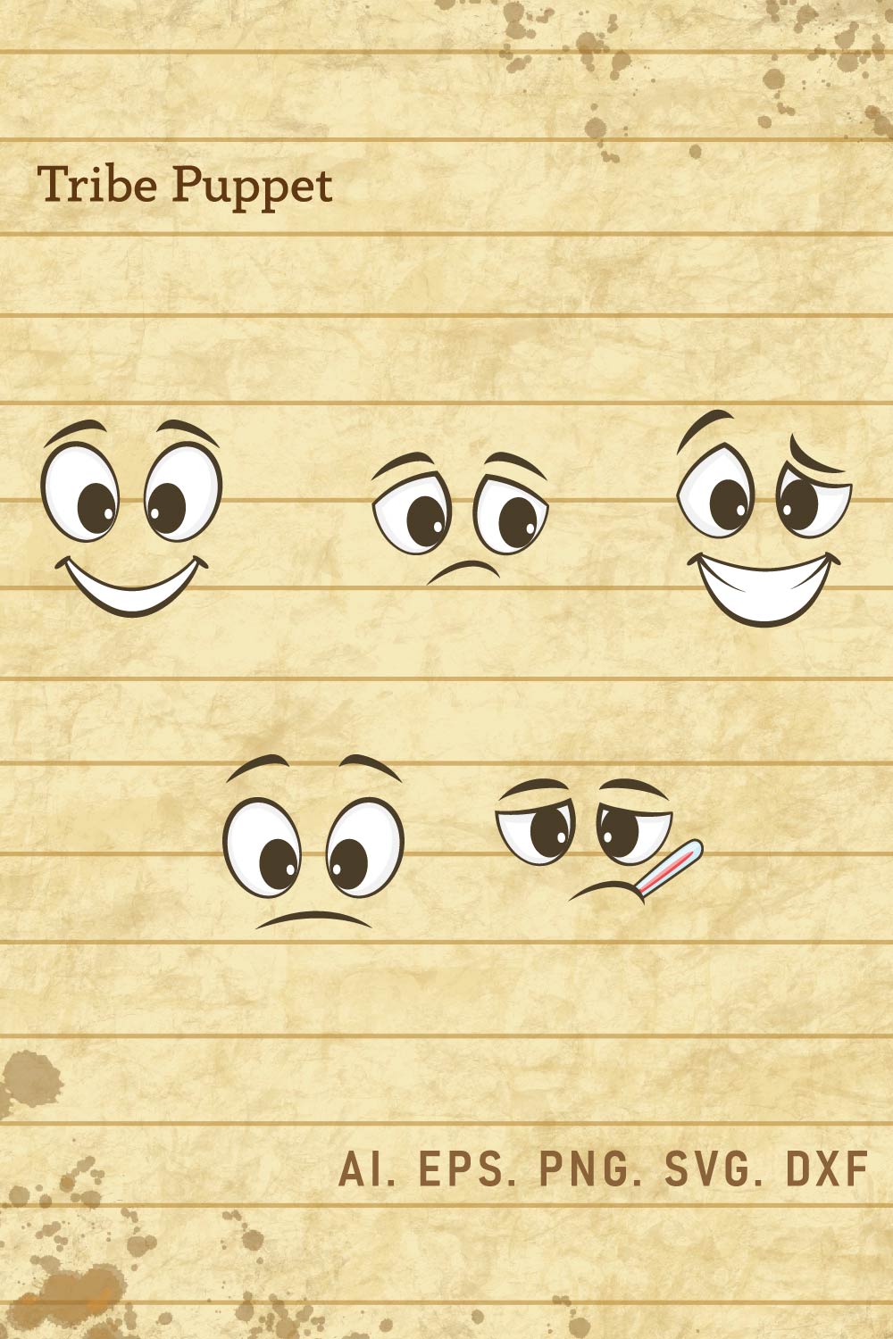 Cartoon Face Set pinterest preview image.