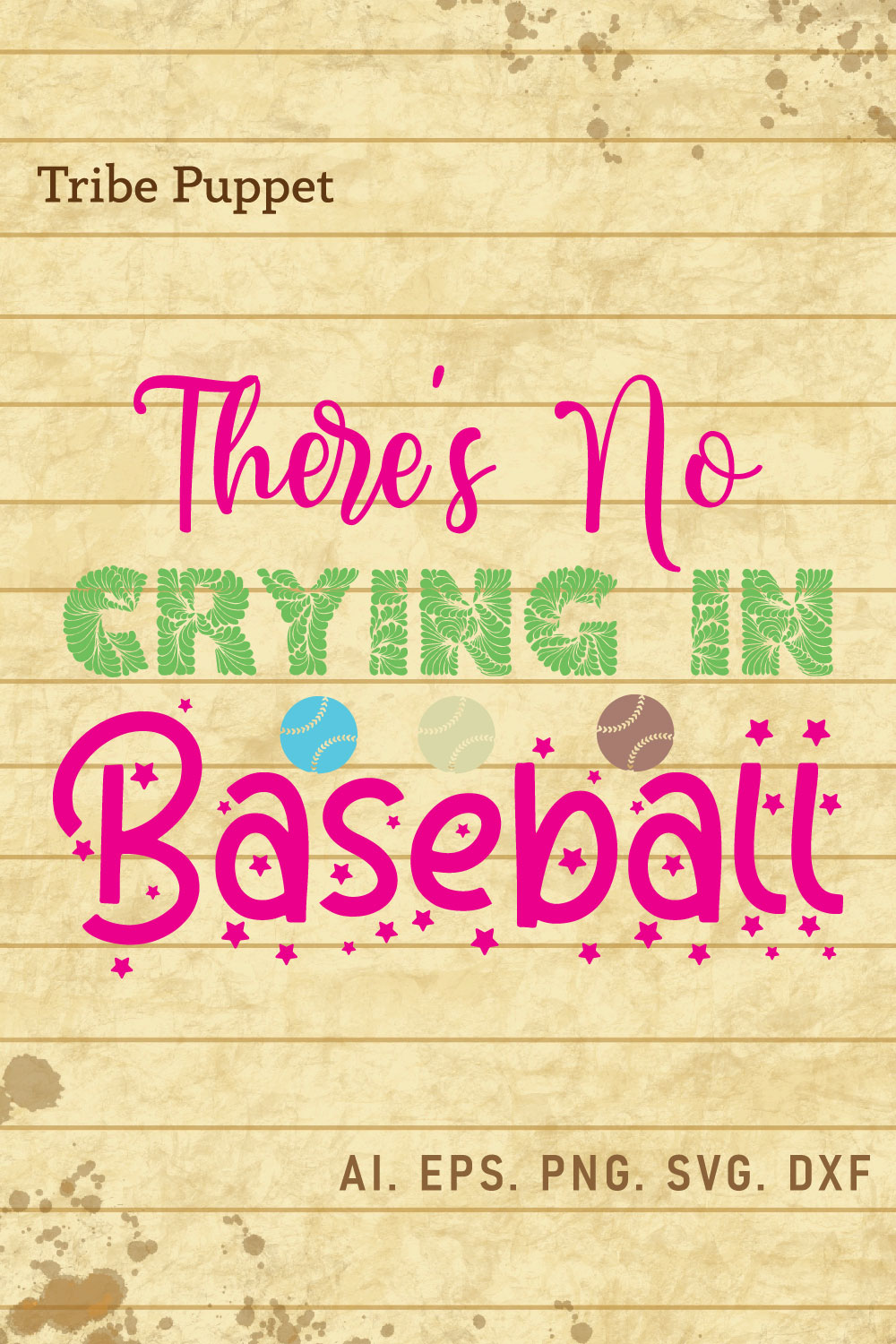 Baseball Typography pinterest preview image.