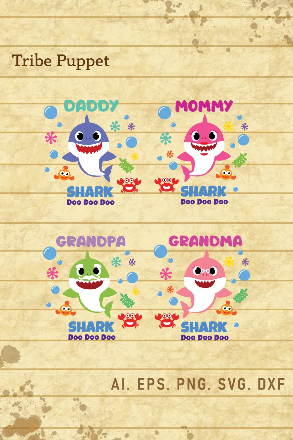 Shark Family pinterest preview image.