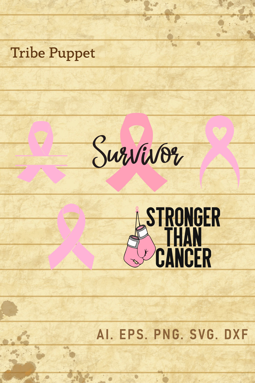 Breast Cancer Typo Bundle pinterest preview image.