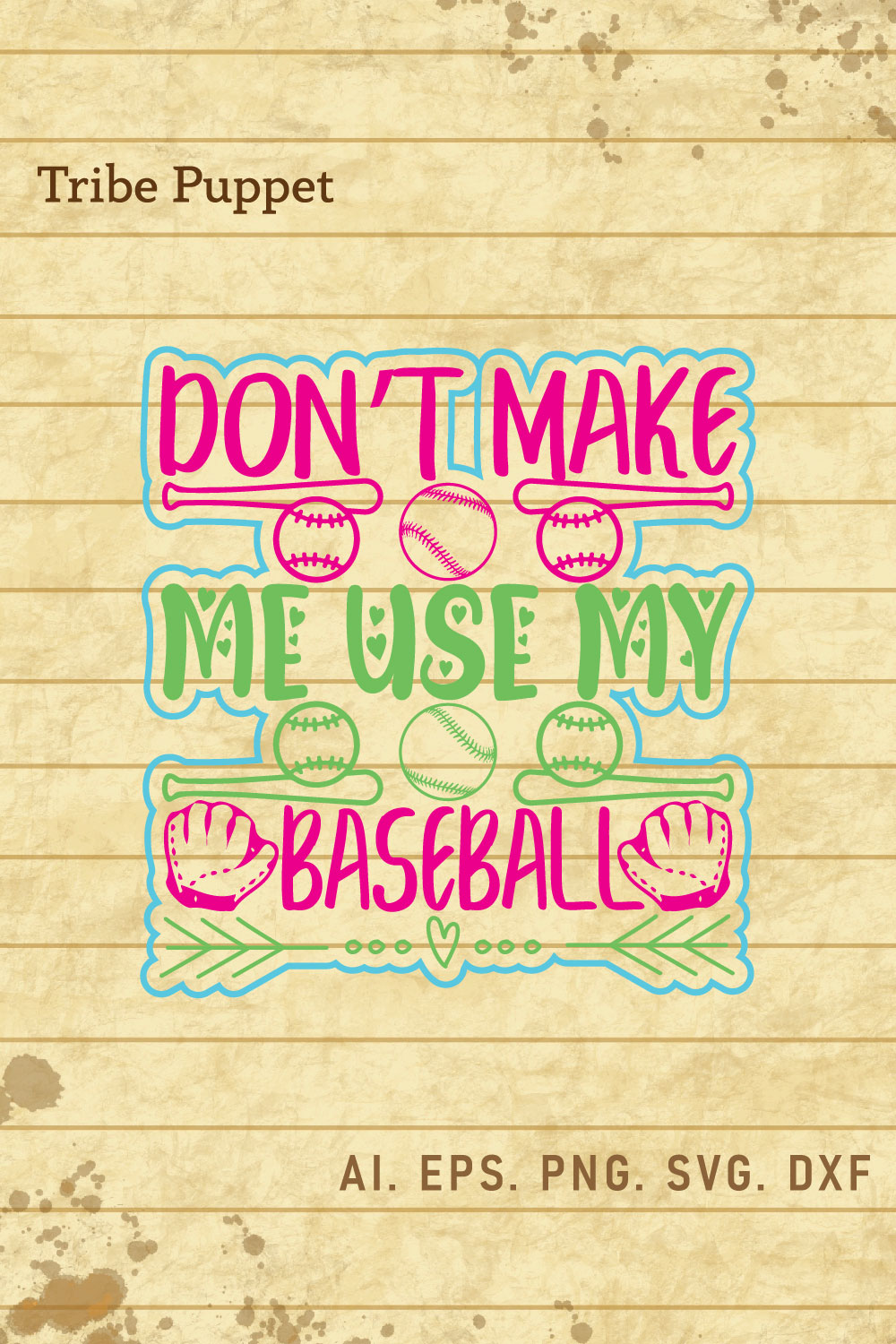 Baseball Typography pinterest preview image.