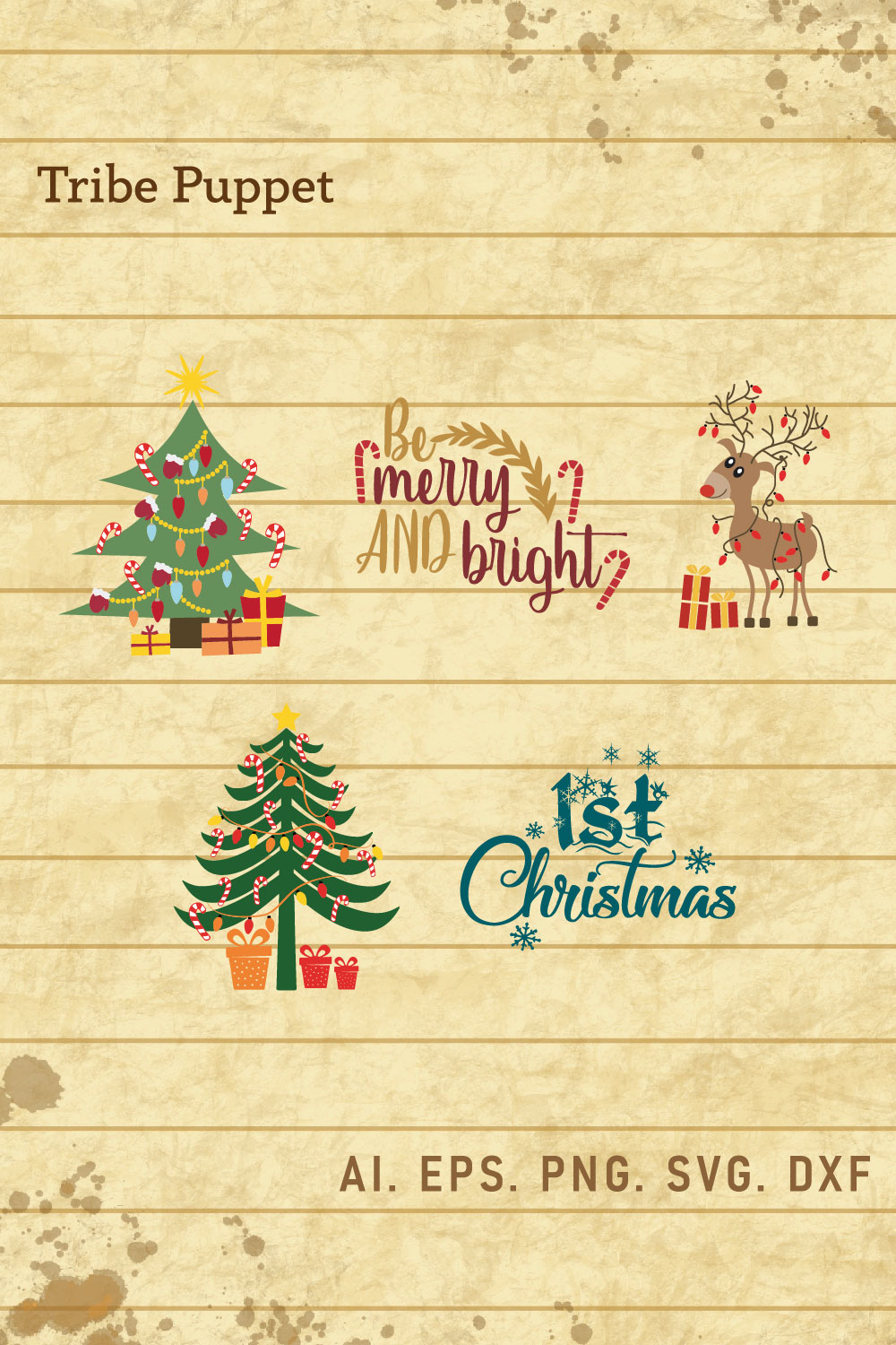 Christmas Typography bundle pinterest preview image.