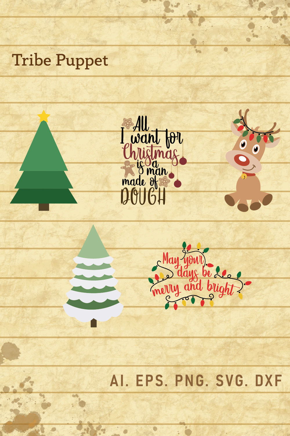 Christmas Typography bundle pinterest preview image.