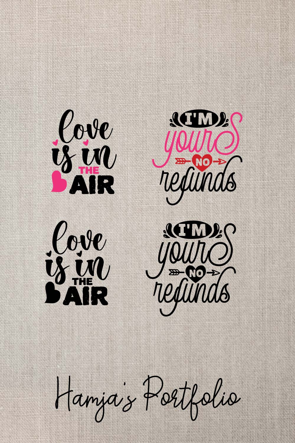 Love Typography Vector pinterest preview image.