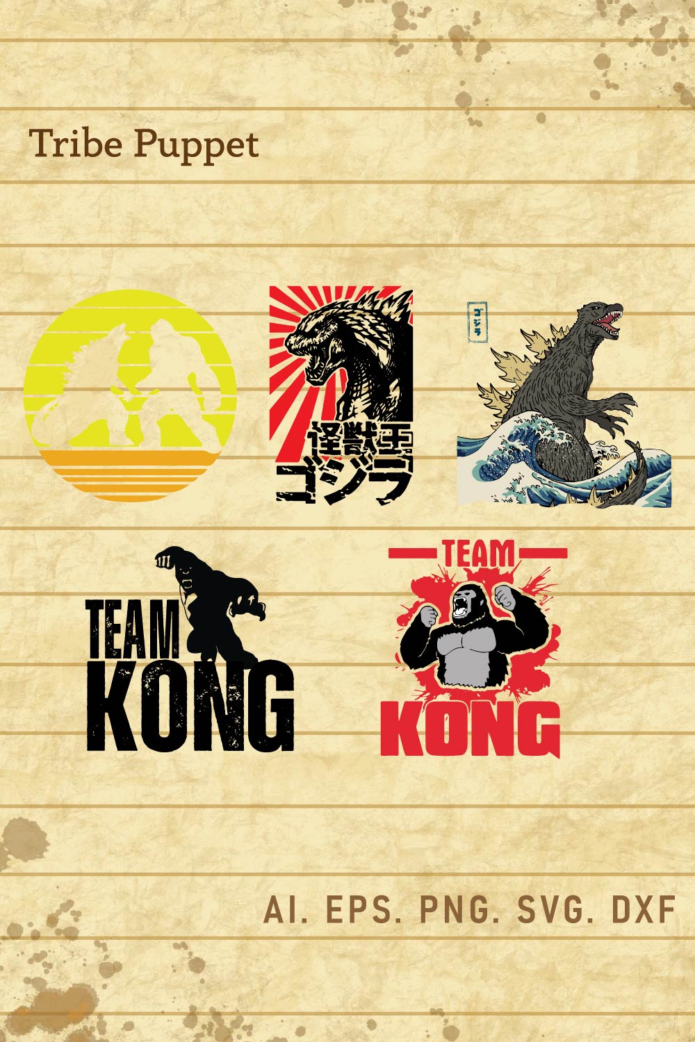 Kingkong vs Godzilla Vector pinterest preview image.