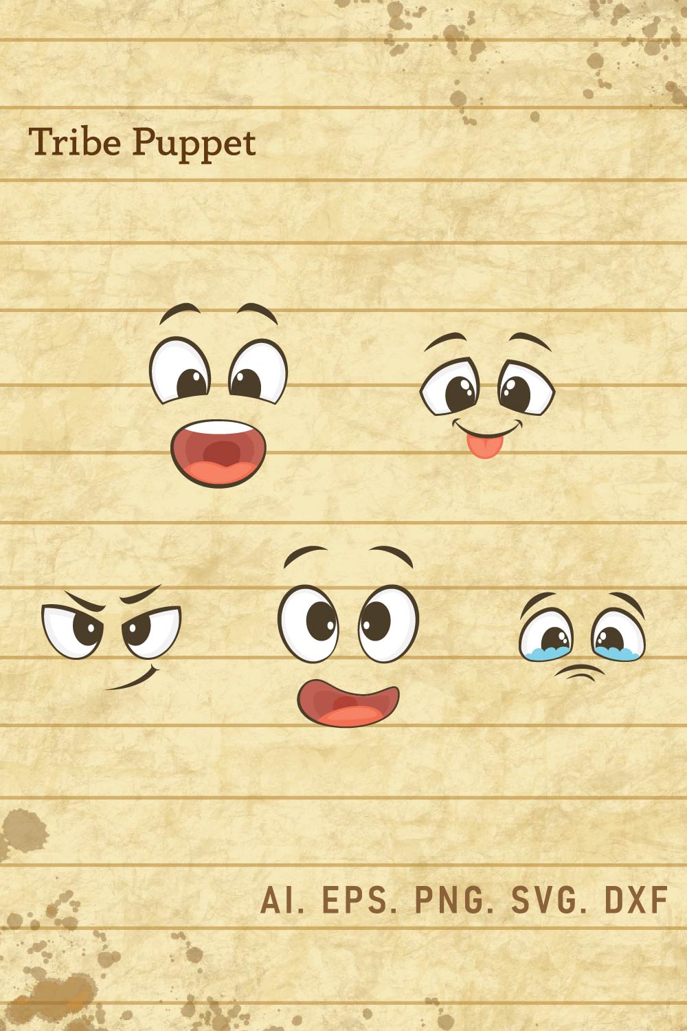 Cartoon Face Set pinterest preview image.