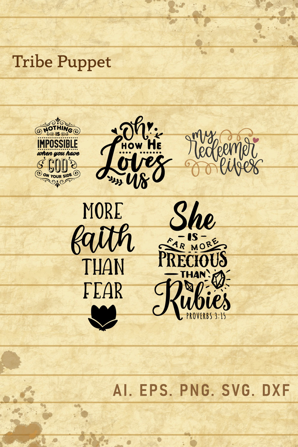 Christian Typography bundle pinterest preview image.