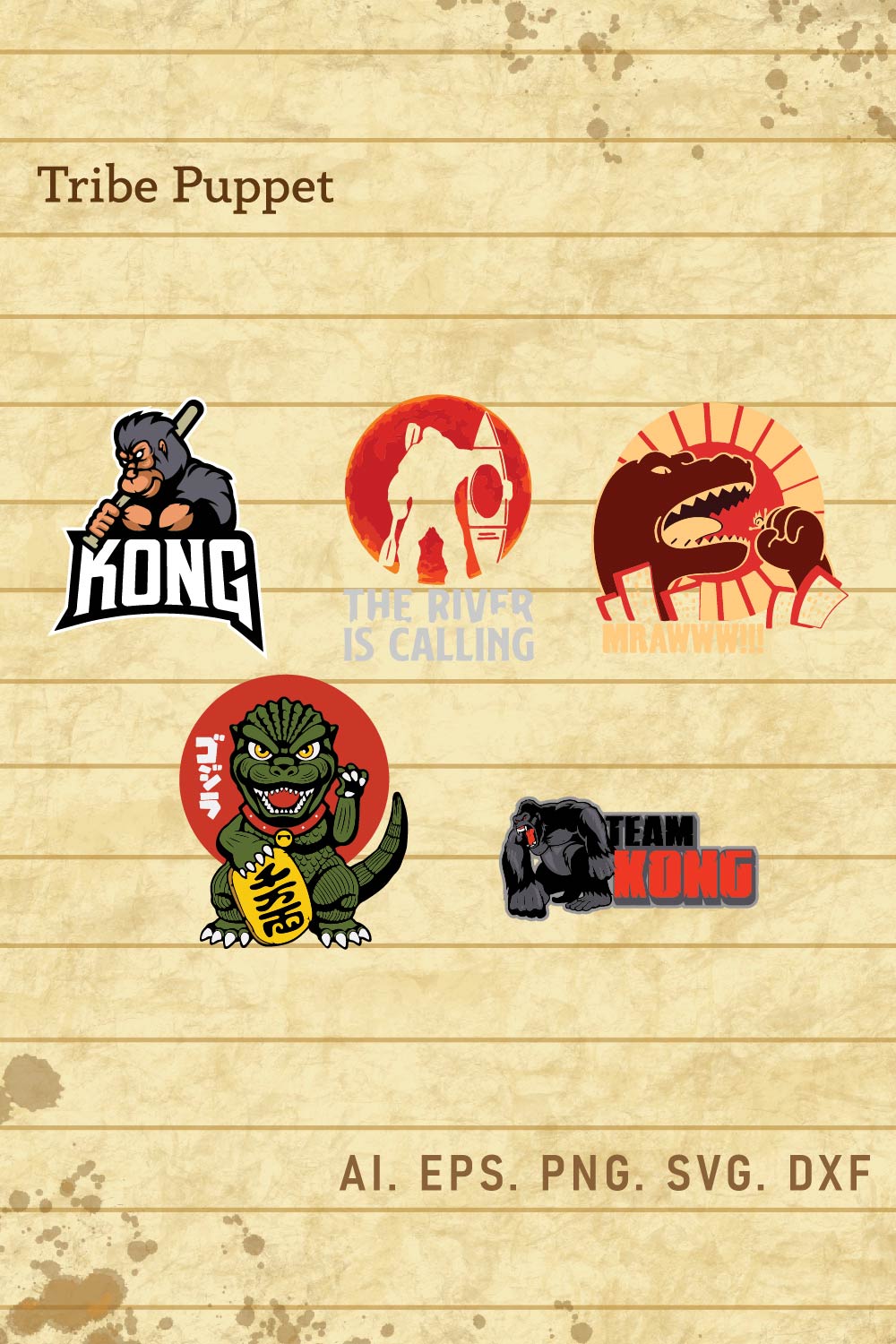 Kingkong vs Godzilla Vector pinterest preview image.