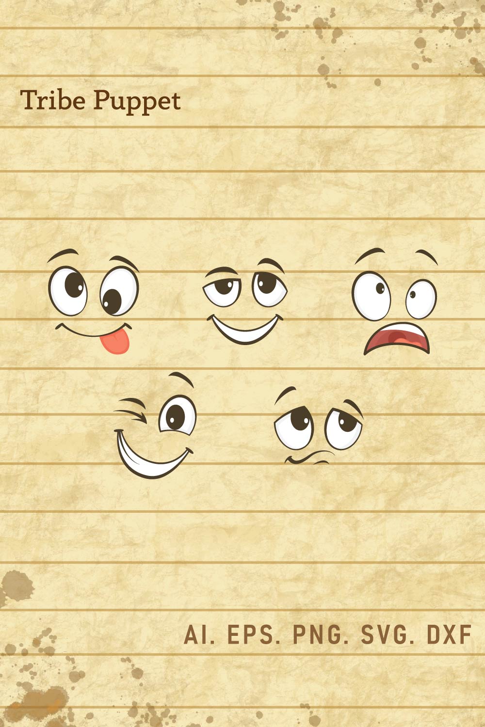 Cartoon Face Set pinterest preview image.