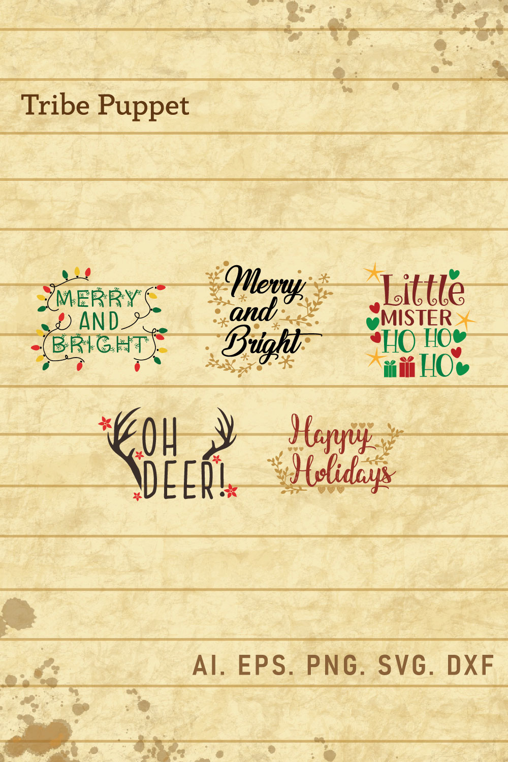 Christmas Typography bundle pinterest preview image.