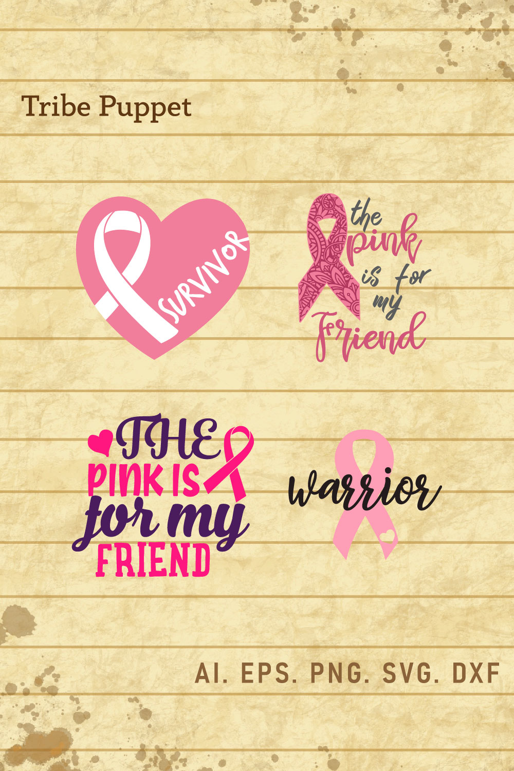 Breast Cancer Typo Bundle pinterest preview image.