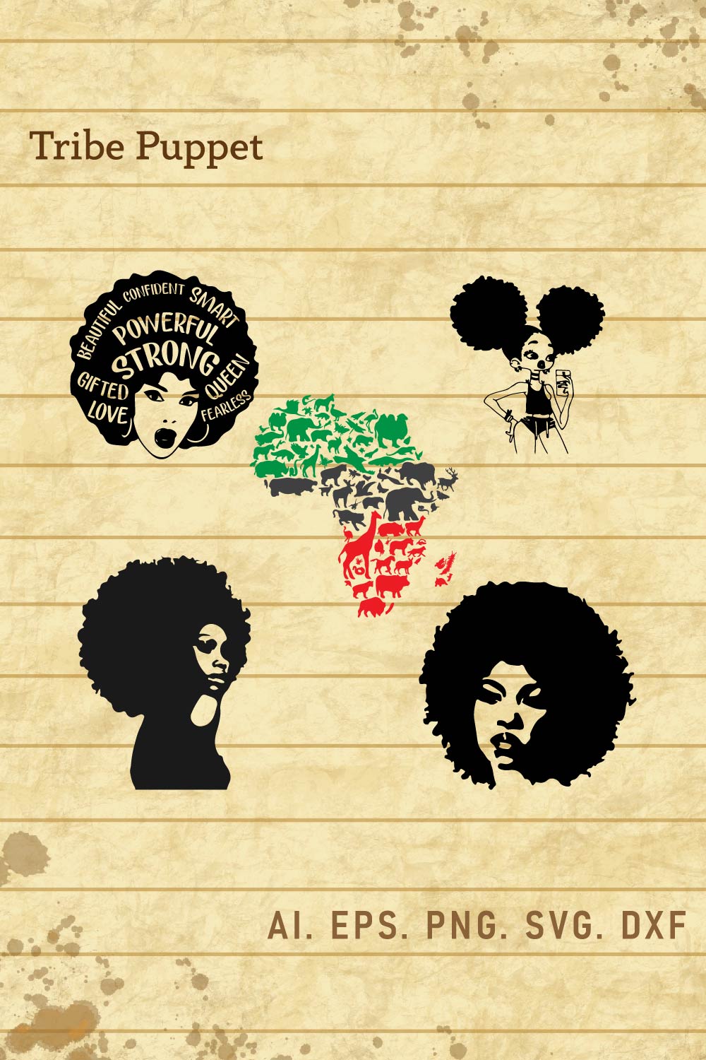 Afro Women vector pinterest preview image.