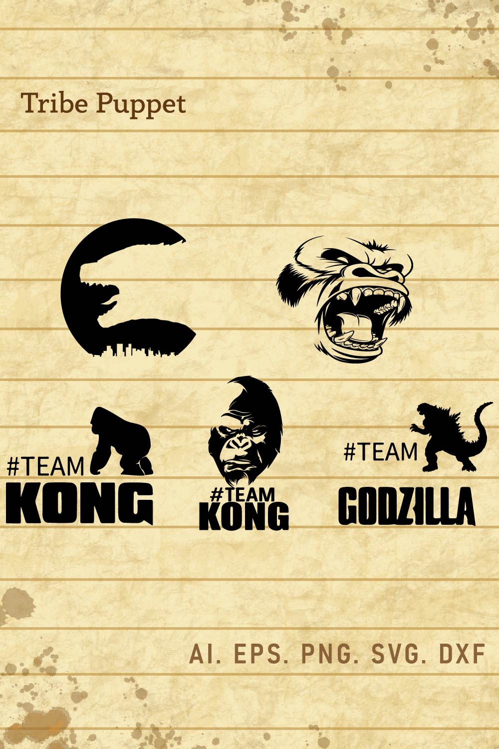 Kingkong vs Godzilla Vector pinterest preview image.