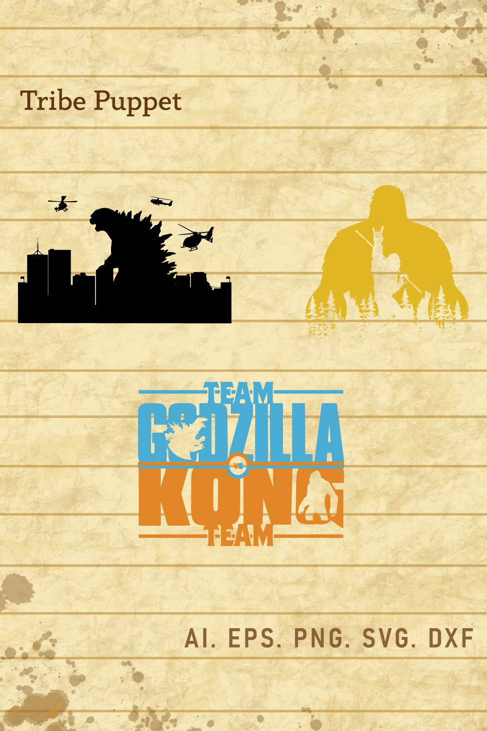 Kingkong vs Godzilla Vector pinterest preview image.