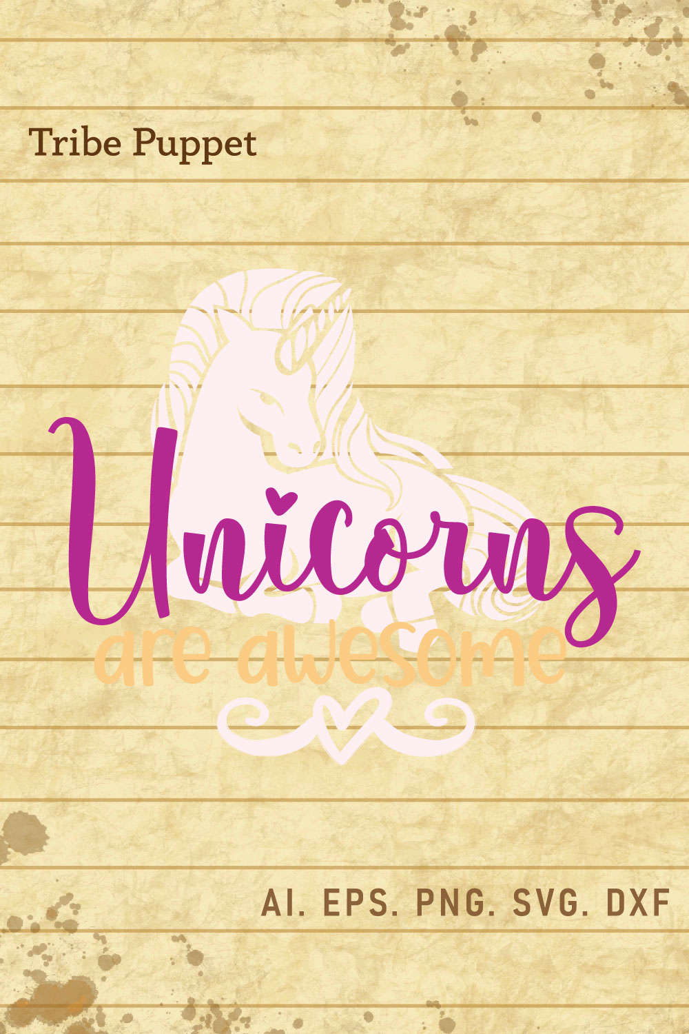 Unicorns Typography pinterest preview image.