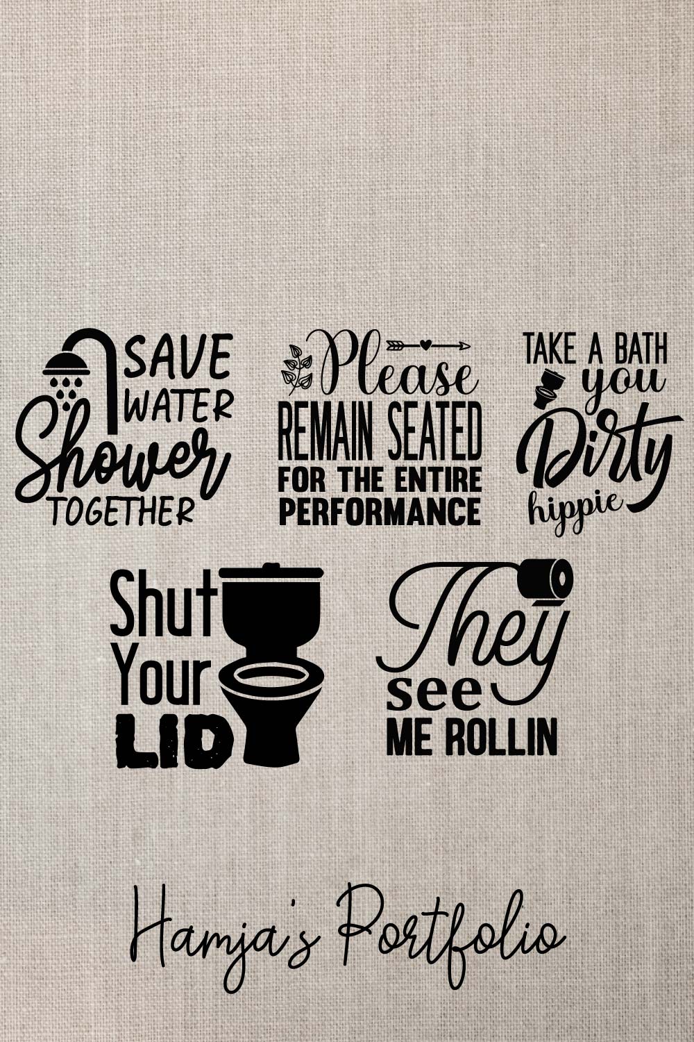 Bathroom Typography Svg pinterest preview image.