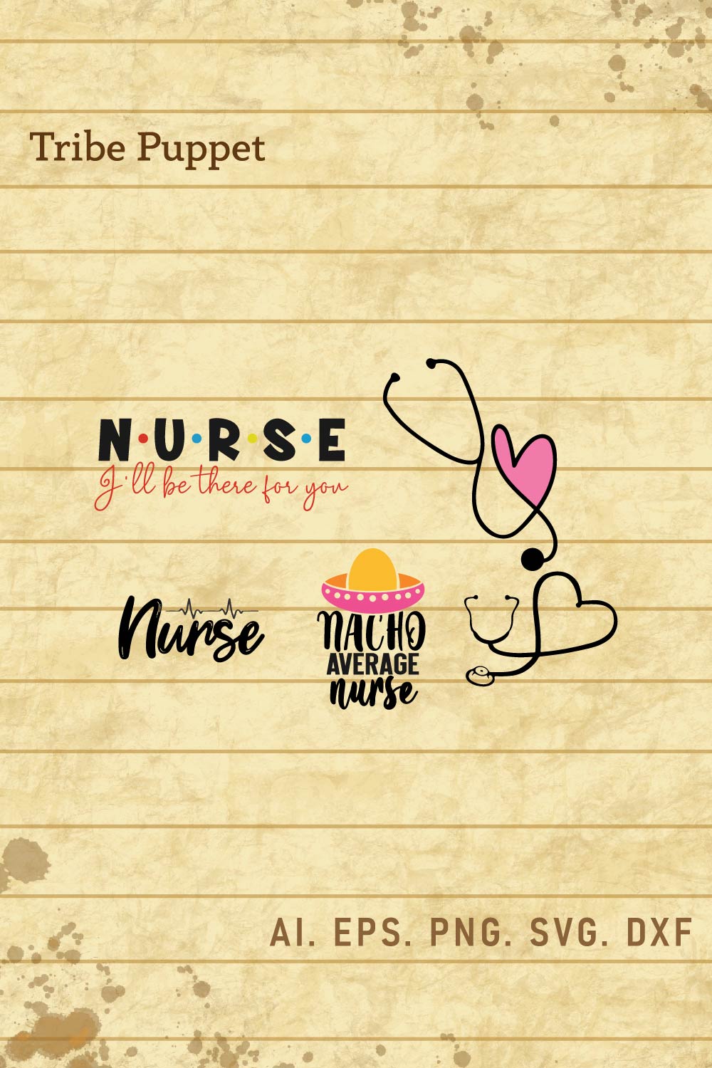 Nurse Typography pinterest preview image.