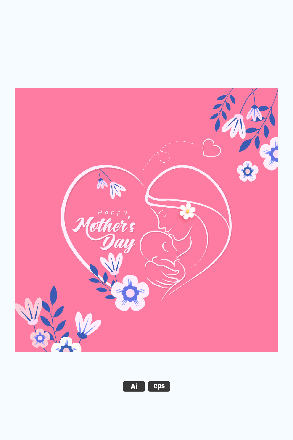 Mother's Days social media banner pinterest preview image.