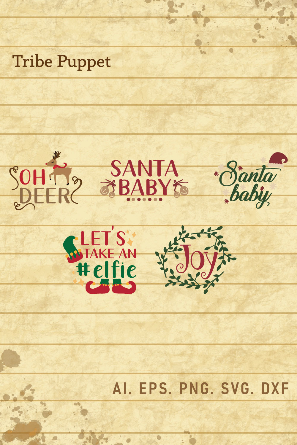 Christmas Typography bundle pinterest preview image.