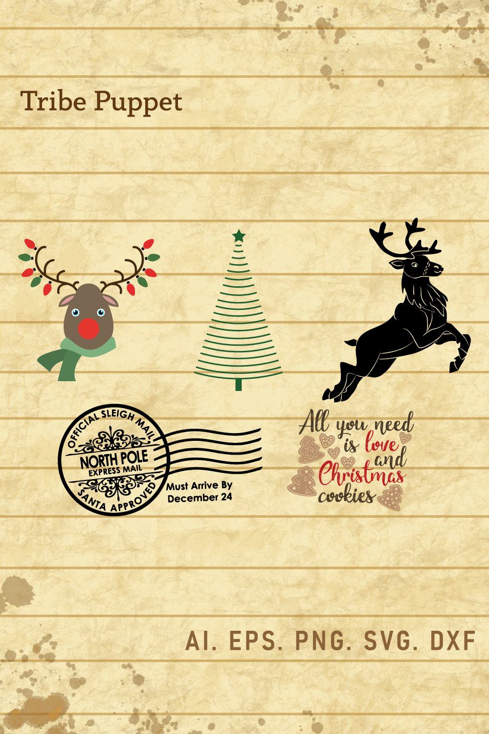 Christmas Typography bundle pinterest preview image.