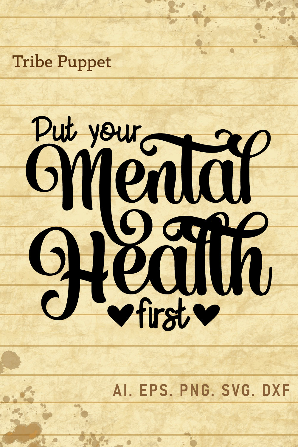 Mental Health Typography pinterest preview image.