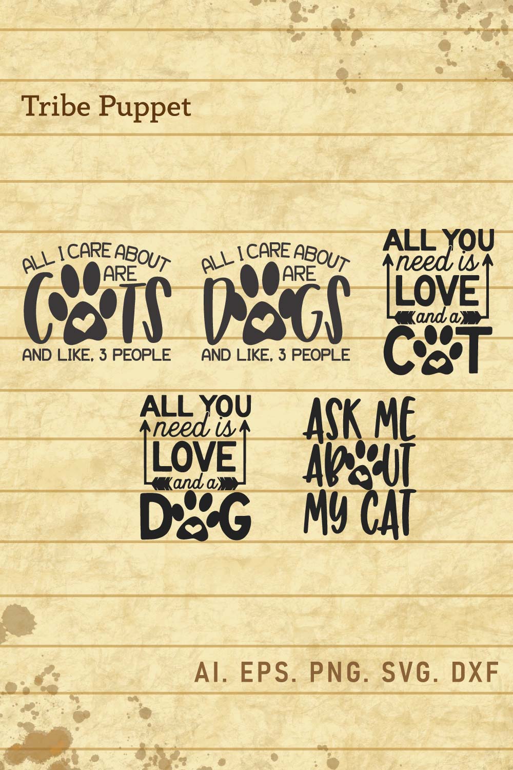 Cat Typography Vector pinterest preview image.