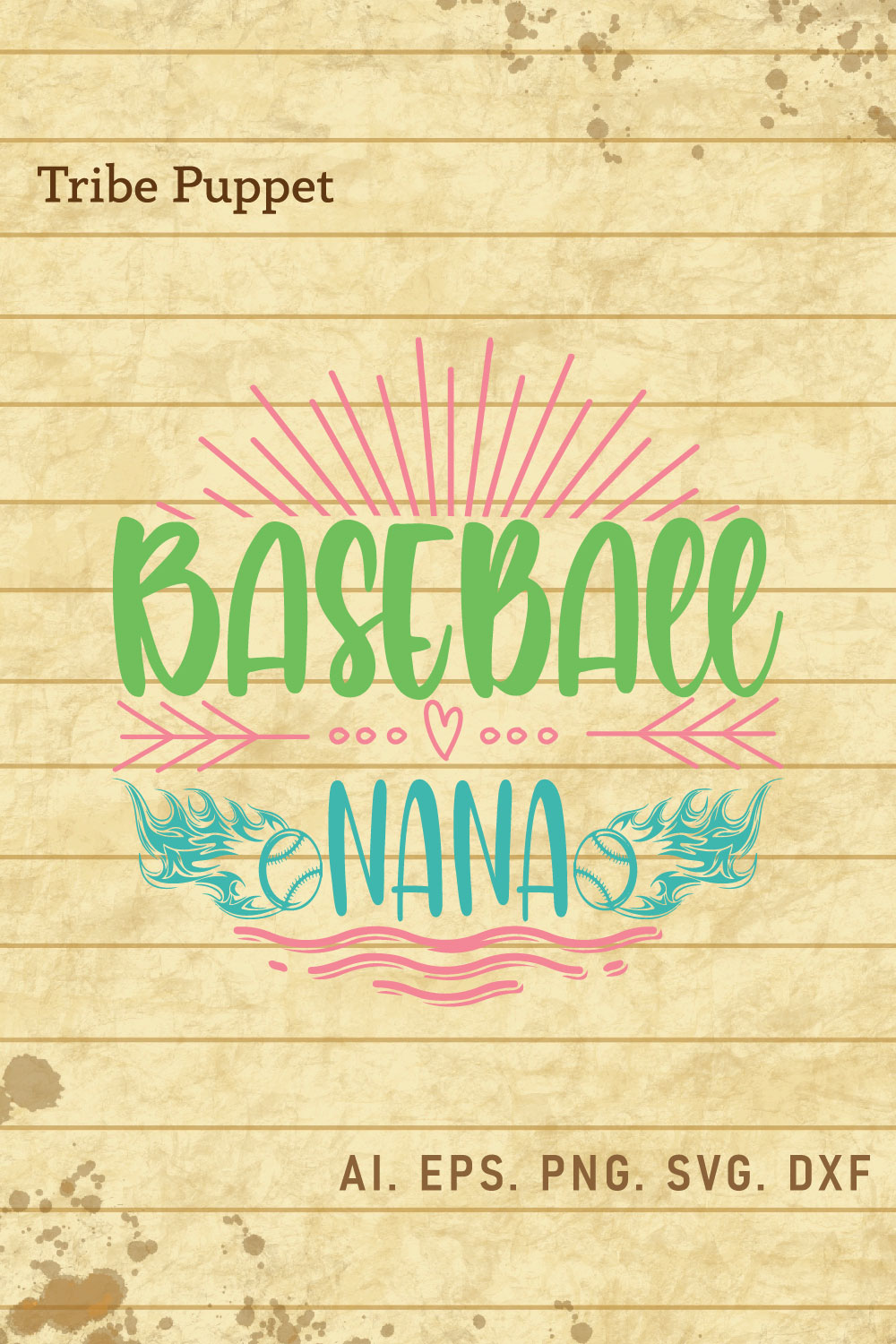 Baseball Typography pinterest preview image.