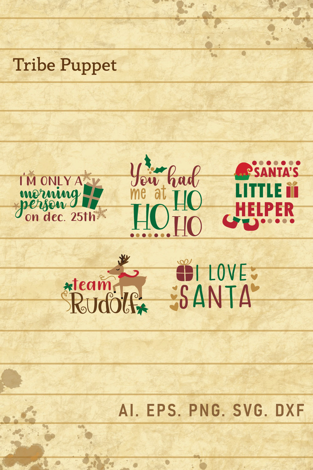 Christmas Typography bundle pinterest preview image.