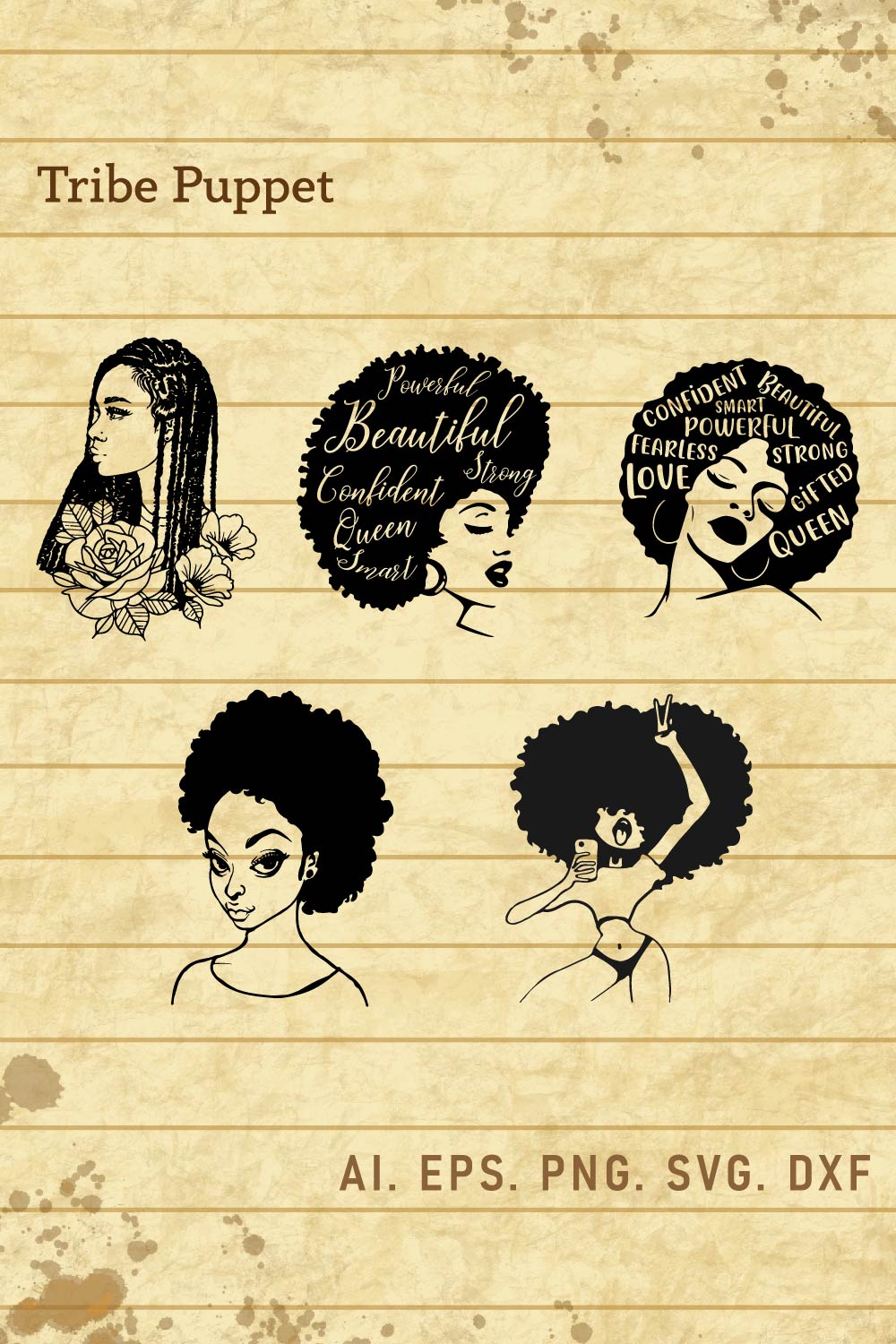 Afro Women vector pinterest preview image.