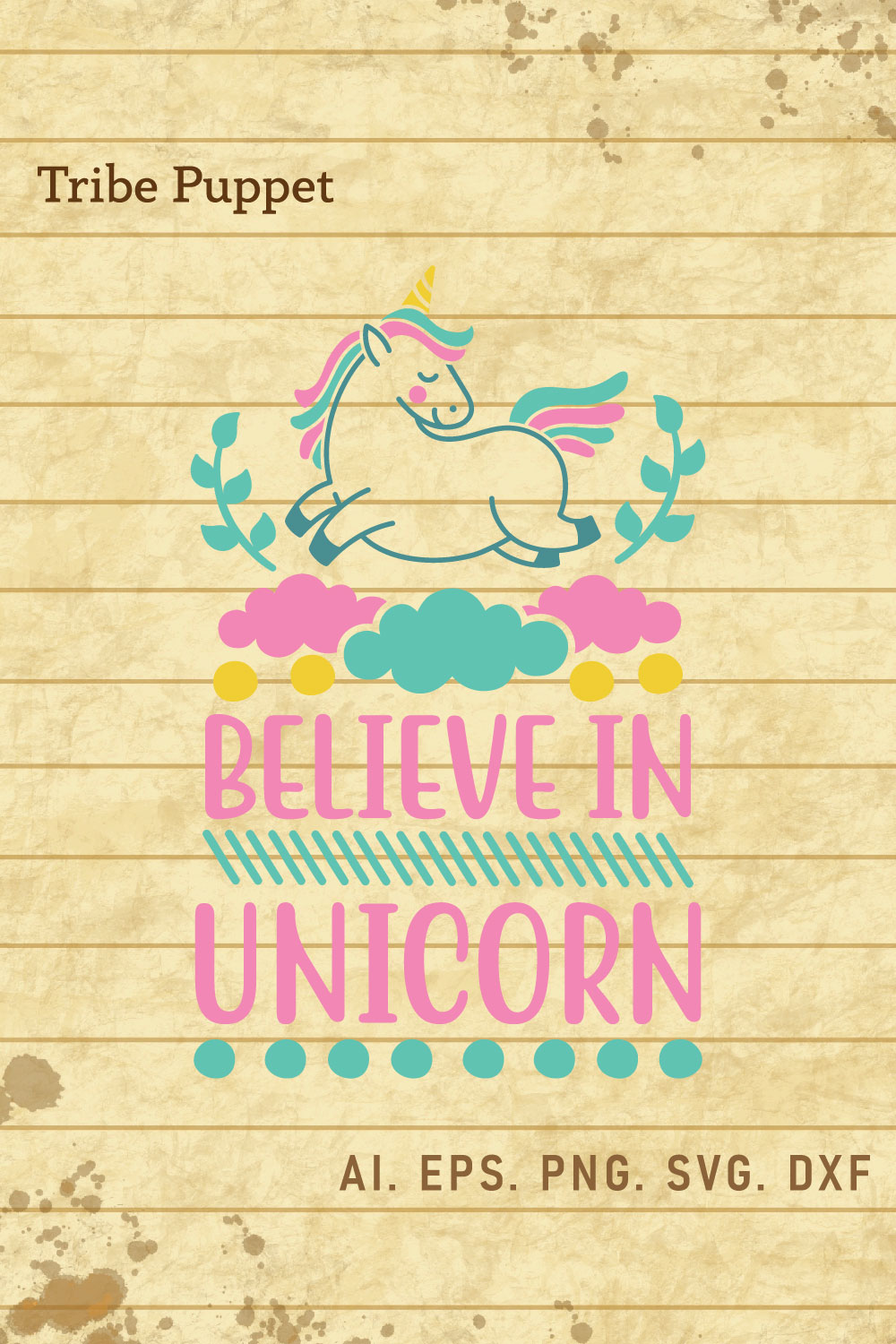 Unicorn Typography pinterest preview image.