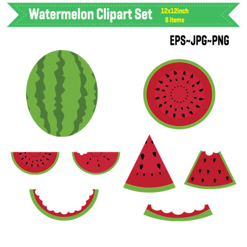 Watermelon Clipart Set cover image.