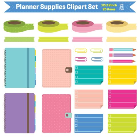 Planner Supplies Clipart Set cover image.