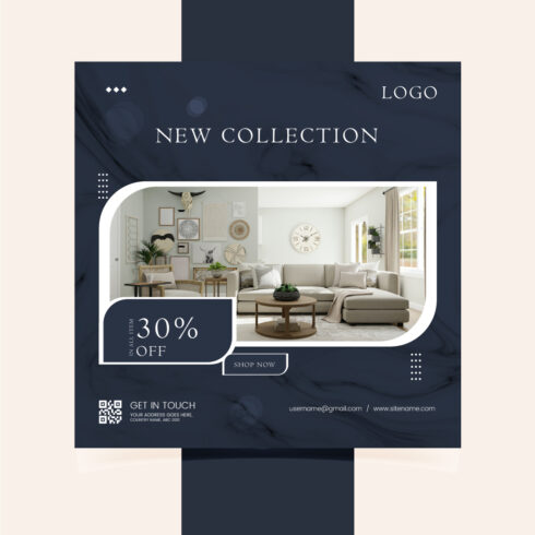 Modern furniture social media post design cover image.