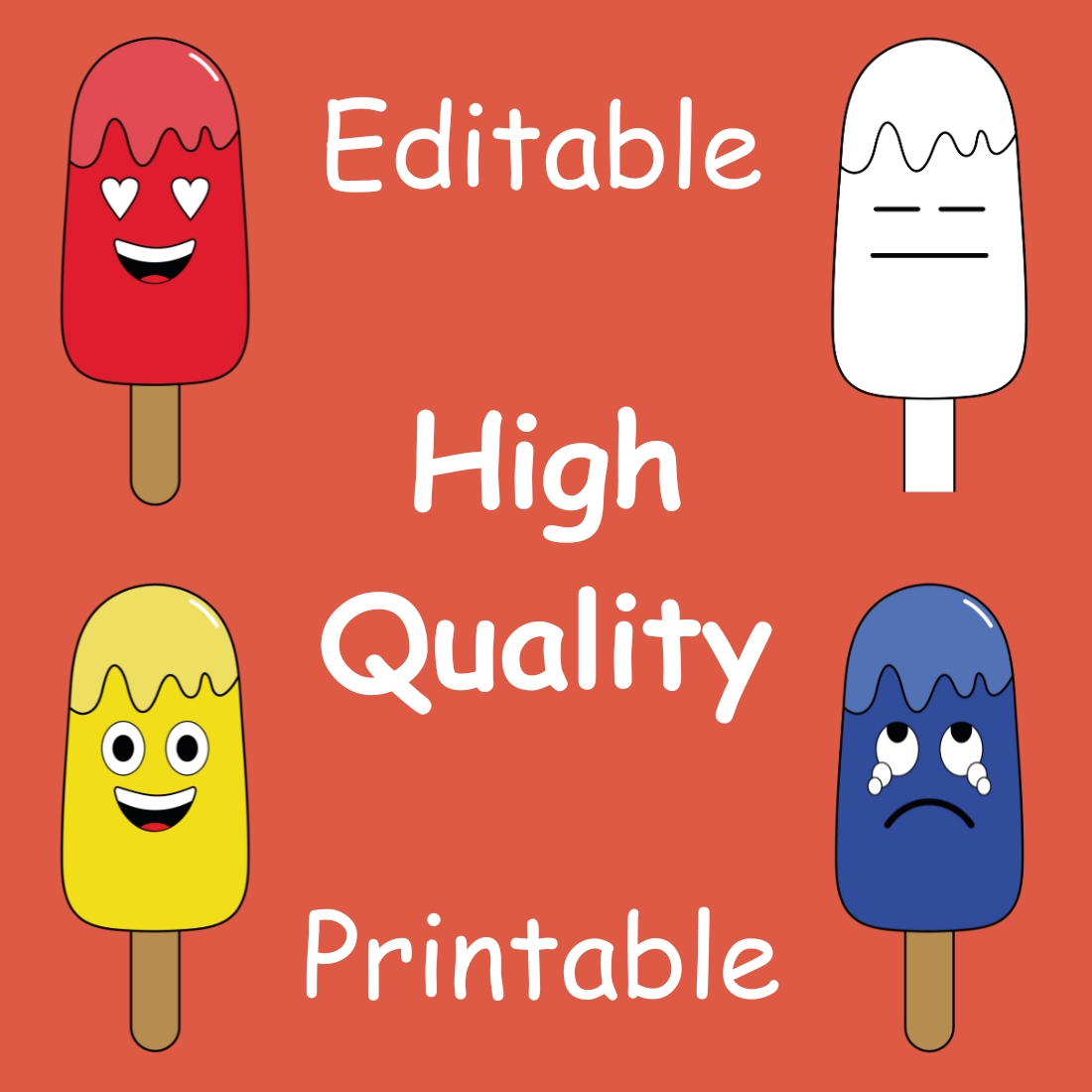 Popsicle Faces Emoji Emotions Clipart - 220 SVG and PNG only $7 preview image.