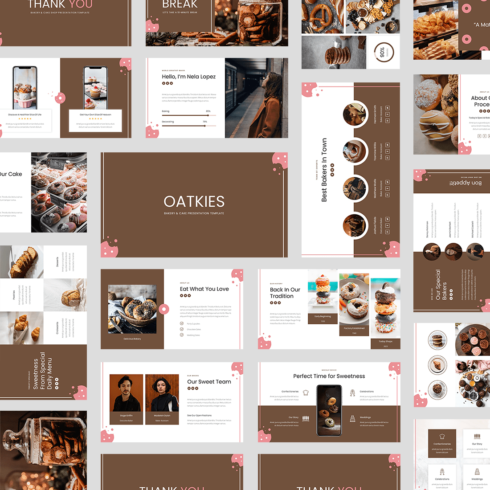 Oatkies - Bakery & Cake Shop Google Slides Template cover image.