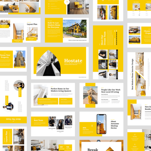 Hostate - Single Property & Apartment Google Slides Template cover image.