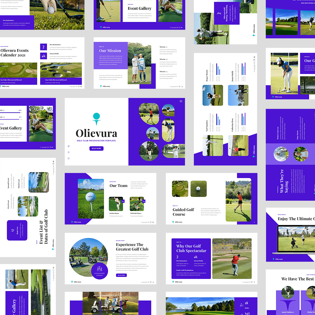 Olievura – Golf Club & Sport PowerPoint Template preview image.