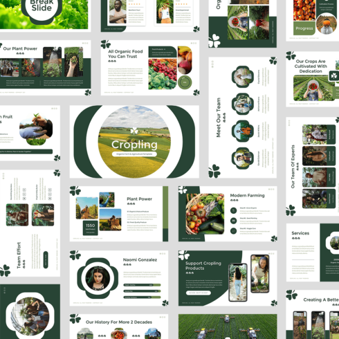 Cropling - Organic Farm & Agriculture Google Slides Template cover image.