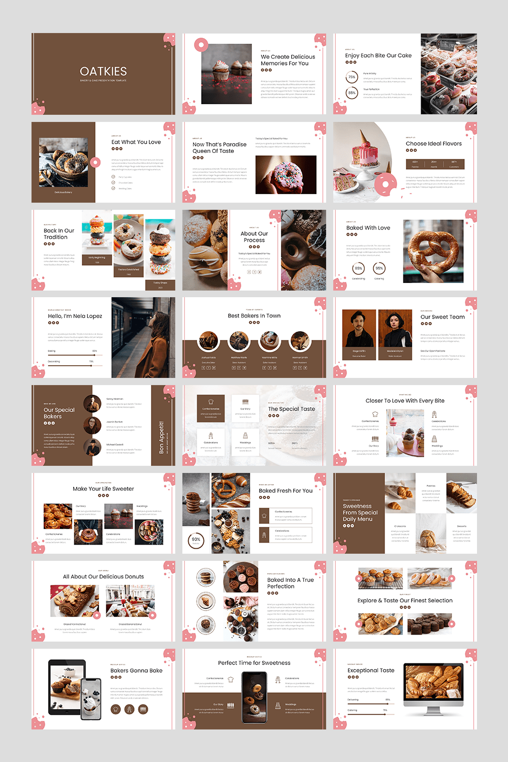 Oatkies - Bakery & Cake Shop PowerPoint Template pinterest preview image.