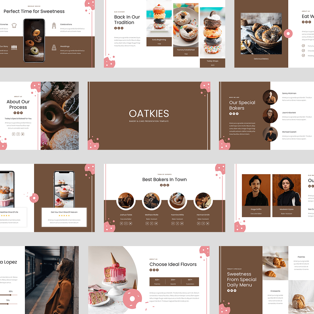 Oatkies - Bakery & Cake Shop PowerPoint Template cover image.