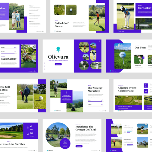 Olievura – Golf Club & Sport PowerPoint Template cover image.