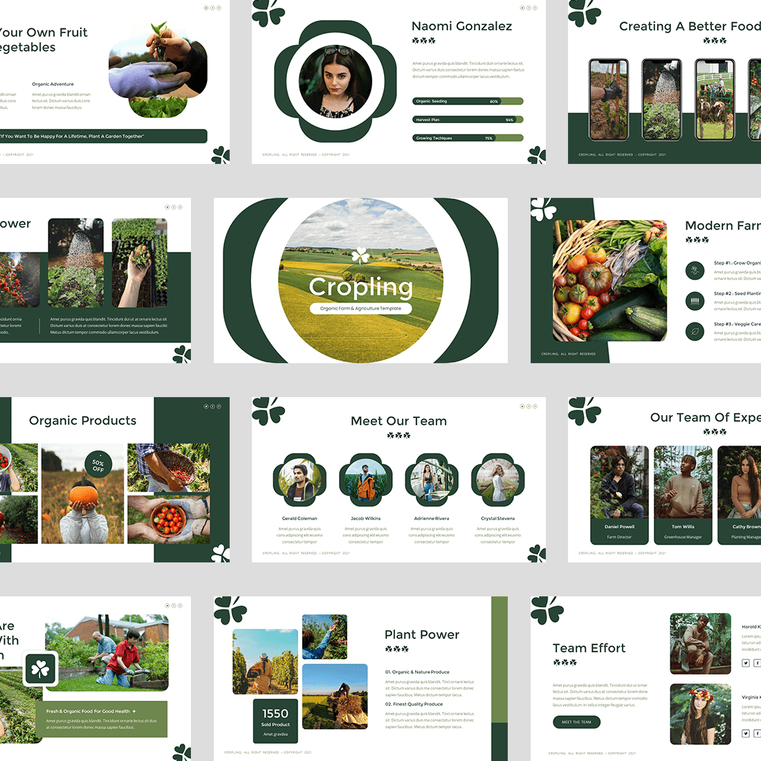 Cropling - Organic Farm & Agriculture Google Slides Template preview image.