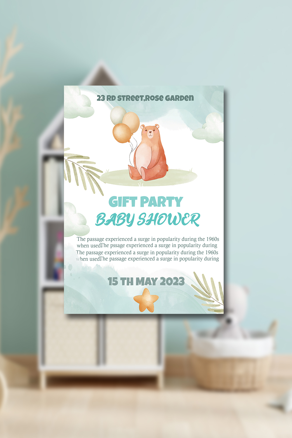 baby shower invitation pinterest preview image.